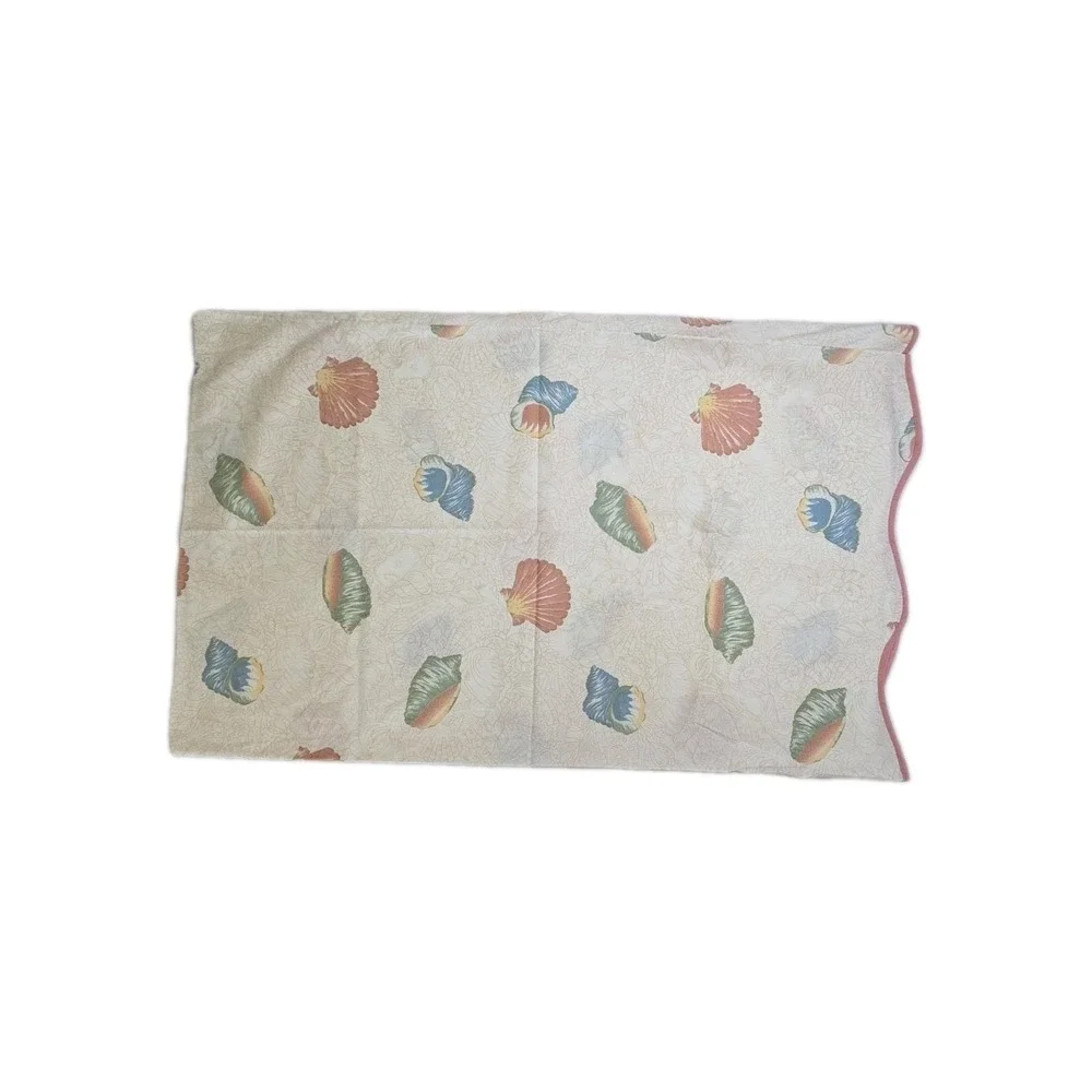 2 Vtg 1980s Pillowcases Coastal Beach‎ Cottage Pastel Sea Shells Queen JCPenney